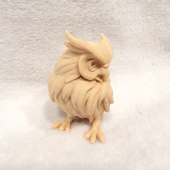 3D Printed Owl Figurine Wooden Creatures - Picture 3 of 3